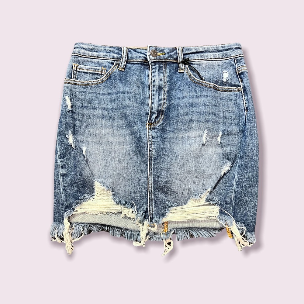 Distressed mini skirt